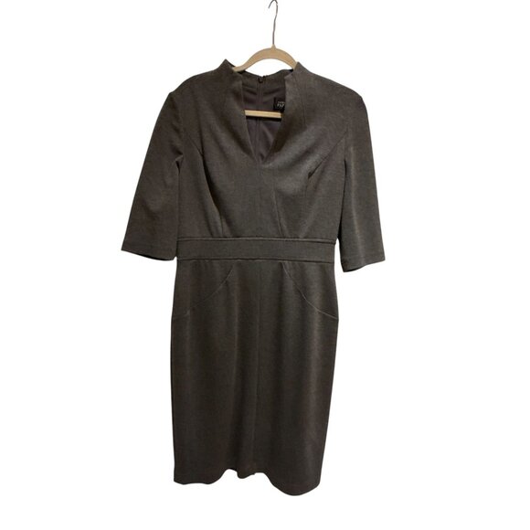 Adrianna Papell Gray Sheath Dress Size 10 Knee Length Half Sleeve Workwear - Picture 1 of 8